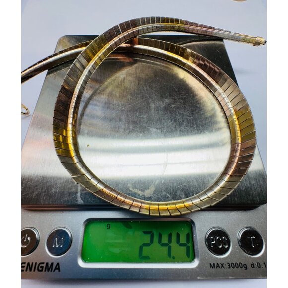 Vintage Estate Multi-Color Cleopatra Necklace 925 Sterling Silver, Diamond Cut - Picture 7 of 9